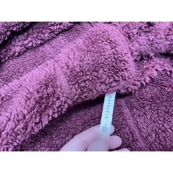 Athleta Cozy Reversible Sherpa Jacket Maroon Size Large - Picture 9 of 11